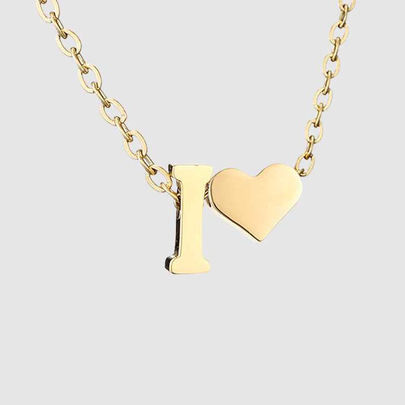 Wholesale Heart Letter Pendant Gold Plated Necklaces